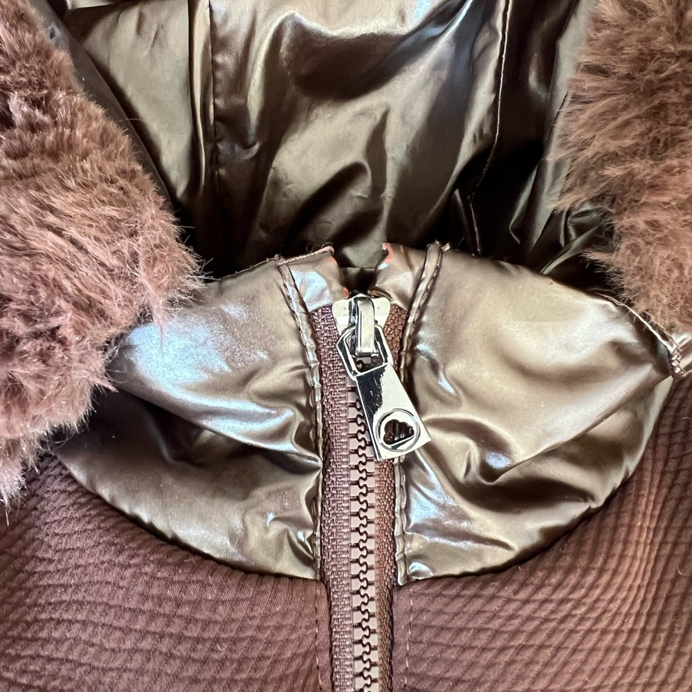 Mayoral Brown Quilted & Textured Hooded Puffer Coat 2T - Picture 5 of 11